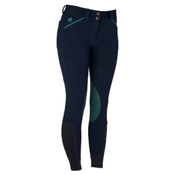 NWT Piper by Smartpak Equestrian Breeches Sz 30R Silicone Grip Navy Teal - Picture 1 of 11